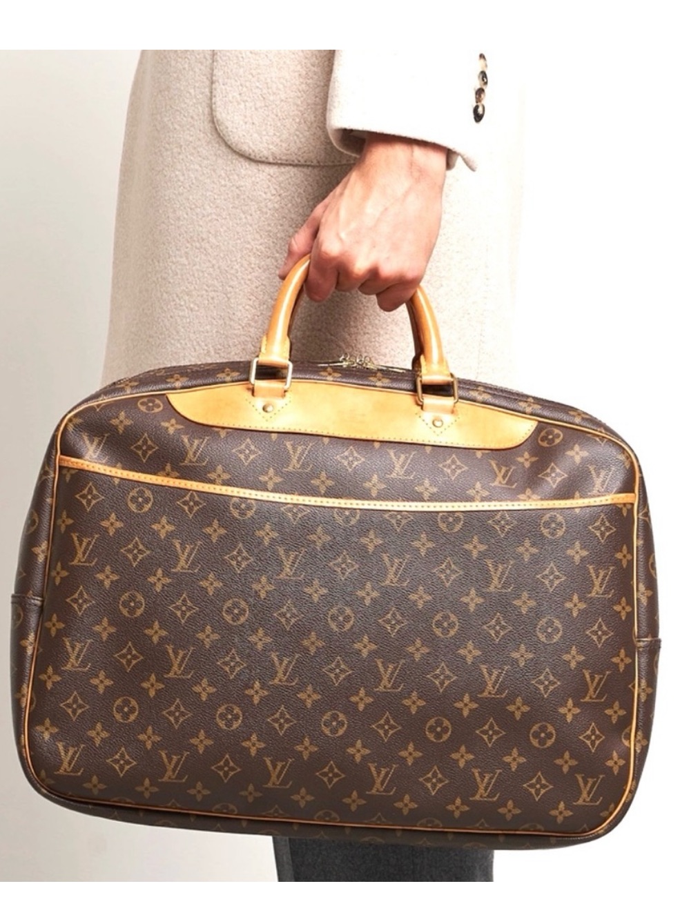 Authentic Louis Vuitton Aliz Poche Travel Bag M41393 Brown Monogram Lv Unisex